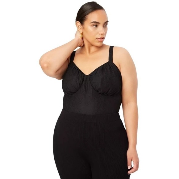 DANIELLE BERNSTEIN Trendy Plus Size Lace Bodysuit Black 18W - Picture 1 of 2